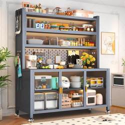 Kitchen Multi-Layer Sideboard Floor-Standing Multi-Functional Storage Rack Microwave Oven Steel Storage Cabinet Household Storage Cabinet