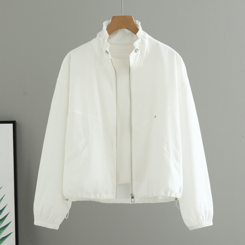 Short Stand-Up Collar Pure Cotton Thin Jacket for Women, New Spring and Summer Korean Style Loose Versatile Casual Jacket Sun Protection Top