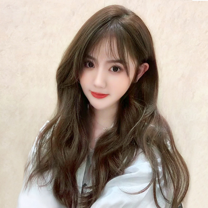 Wig female medium long hair French curly hair comic bangs wool roll Korean net red corn perm new breathable invisible
