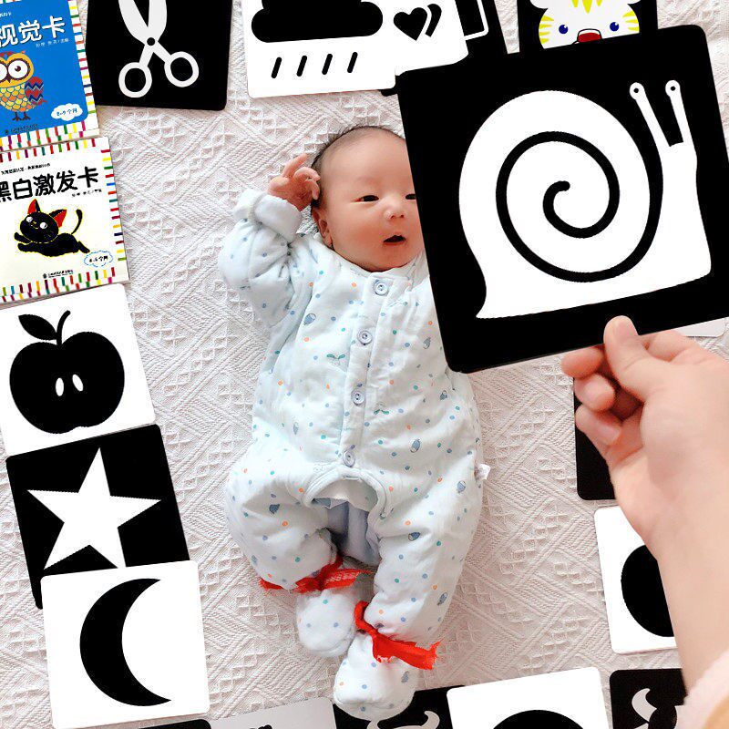Black & White Newborn Early Childhood Education Card Baby 0 Years 6-12 Months Visual Motivation Training Pursue Color Card Smart