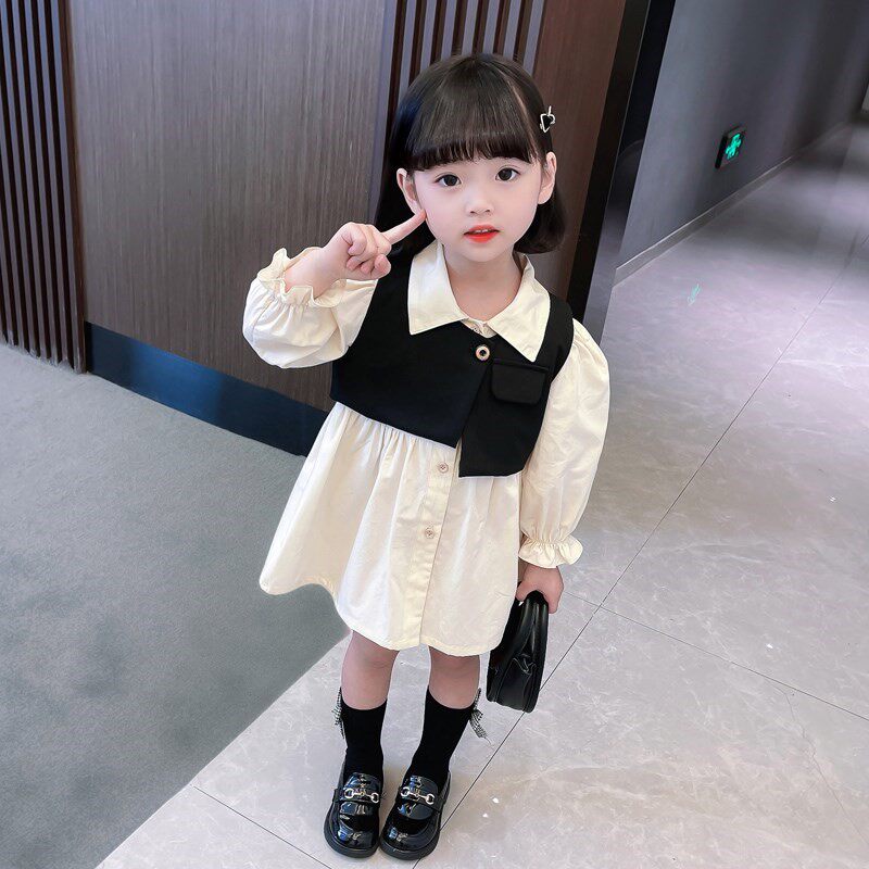 2022 new official official website for children's girls' Machia dress spring and summer baby's new female baby shirt dress dress