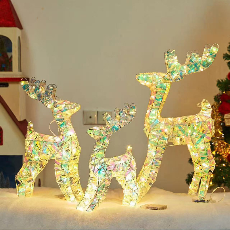 Christmas Glowing Reindeer Star Pvc Acrylic Colorful Iridescent Film Shiny Ornament Holiday Atmosphere Decoration Christmas Glowing Reindeer Star Pvc Acrylic Colorful Iridescent Film Shiny Ornament Holiday Atmosphere Decoration