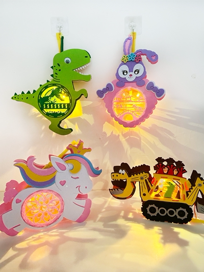 Mid-Autumn Festival Children's Cartoon Animation Luminous Music Lantern Flannel Handmade Portable Decorative Toy Pendant - Taobao