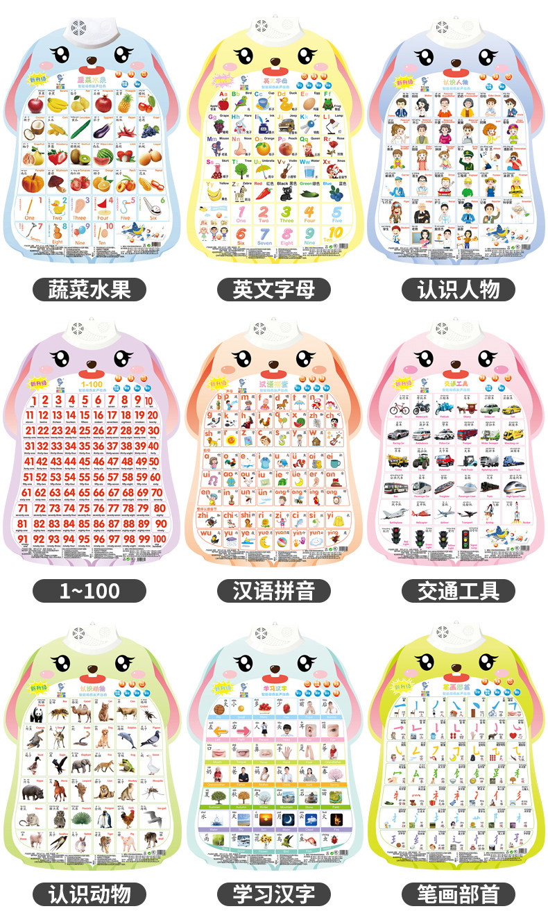 Развивающие постеры/книги для детей 宝宝有声挂图幼儿童早教识字拼音学习神器字母表墙贴玩具发声发音