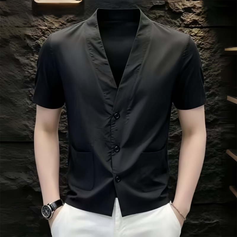 Kzba High-End Vest for Men in Autumn, Stylish and Cool, Loose and Breathable Casual Cardigan, V-Neck Vest, Men's Sleeveless T-Shirt