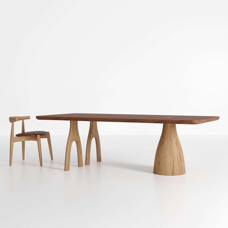 Nordic Full Solid Wood Meeting Table Light Extravagant Personality Long Table Bench Living Room Negotiation Table Minimalist About Modern Desk