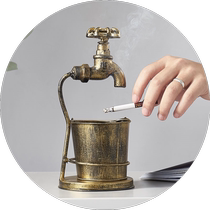 复古创意烟灰缸摆件铁艺做旧家用客厅茶几办公室欧式个性潮流烟缸