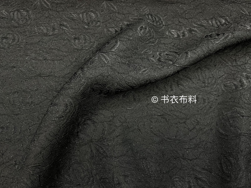 Drapey Black Textured Dark Pattern Rose Jacquard Fabric Hanfu Shirt Suit Dress Designer Fabric