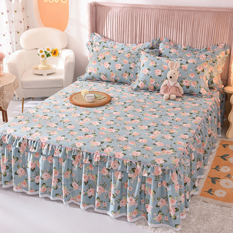 All cotton cotton skirt 1 5 m bedcover apron bed single Simmons Mength anti - slip protective cover four seasons of general princess wind
