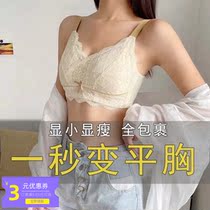 Large breasted with small underwear female ultra-thin memory titanium ring anti-drooping conch to woo big code Sexy lace bra hood