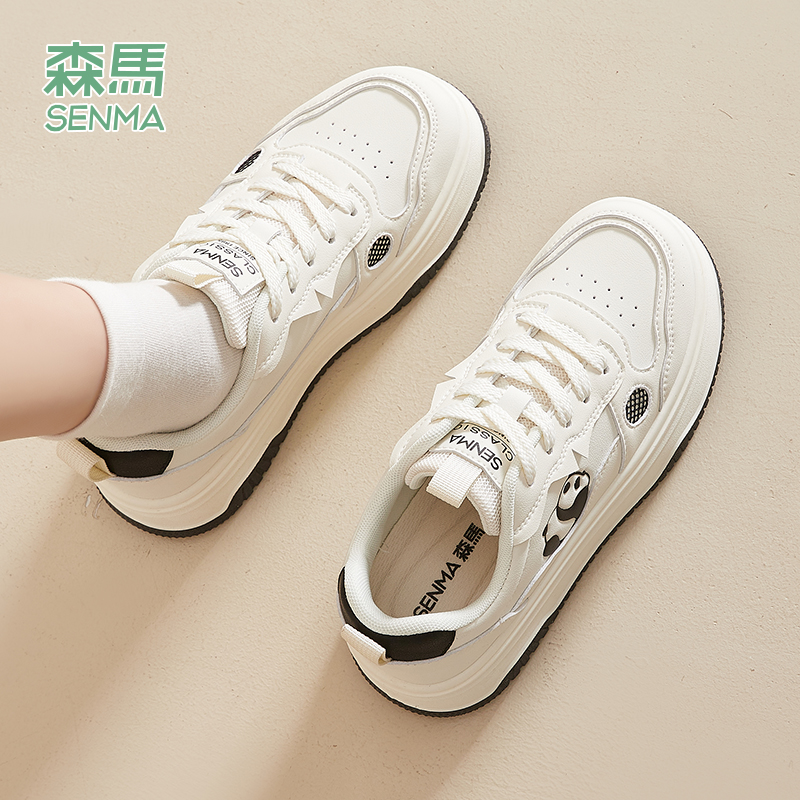 Semir 公式パンダ婦人靴 2024 秋冬白靴新しい靴多用途カジュアルシューズフラットスポーツスニーカー