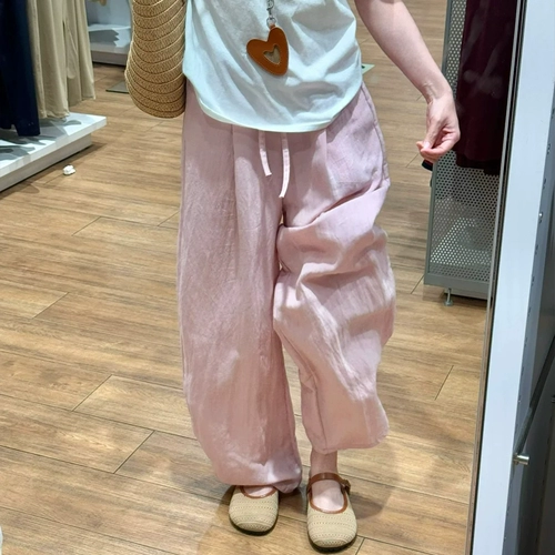 Розовые тонкие штаны, размер, подходит для полных девушек, свободный крой