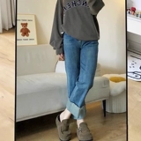 Осенние прямые свободные джинсы, штаны, большой размер, 2024 года, свободный крой