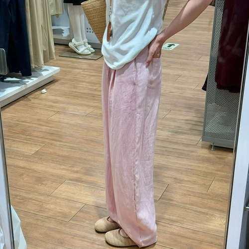Розовые тонкие штаны, размер, подходит для полных девушек, свободный крой