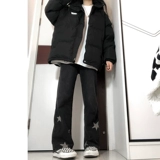 Черные джинсы, штаны, размер, по фигуре, подходит для подростков, свободный прямой крой