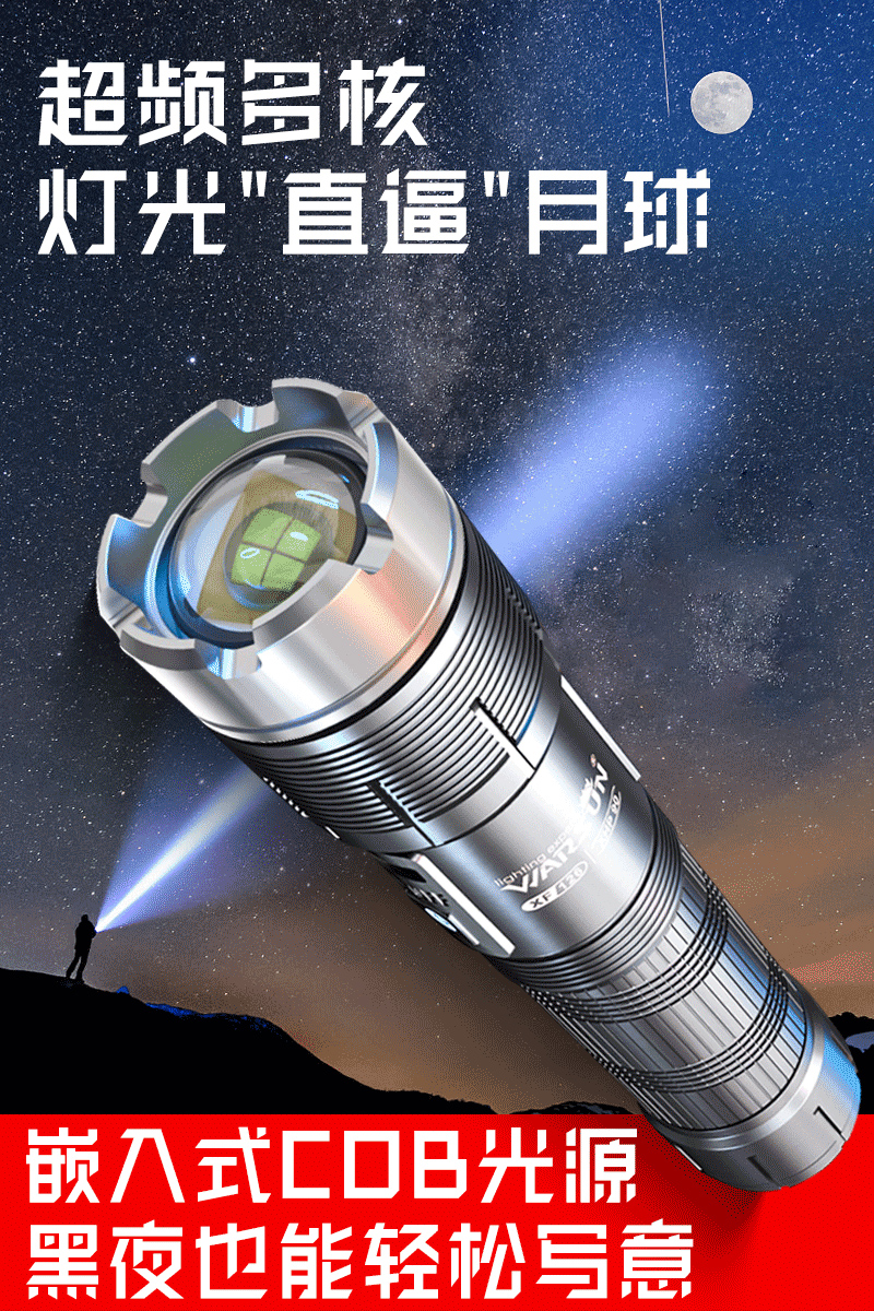 Import Japan Germany's Wilson Flashlight Floodlight Charged small household led xenon lamp portable extra-long sequel 