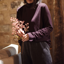 Zhili Literary e casual autumn and winter half turtleneck solid color double-sided velvet outer bottoming blouse with versatile temperament