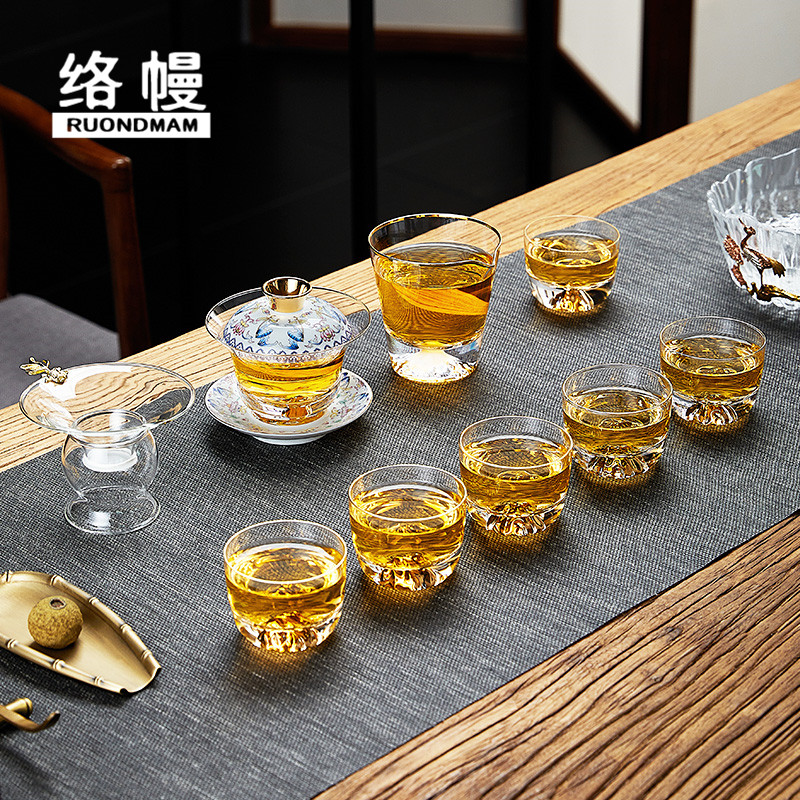 Mantle Kung Fu Tea Suit Glass Chinese Enamel Color Cover Bowl Home Tea Tea Tool Tea Cup Gift Box Suit-Taobao