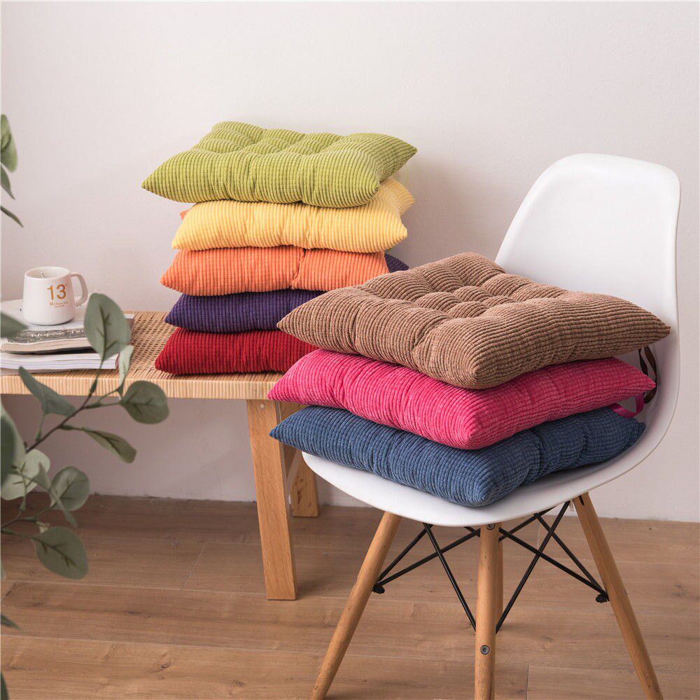 Four seasons corduroy cushion computer chair cushion padded home dining chair cushion office sedentary student butt cushion soft