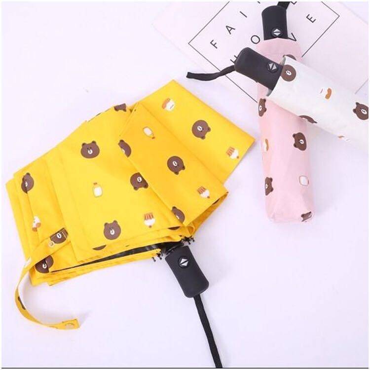 New bear uv automatic tri-fold vinyl parasol anti-UV small clear cartoon sunny umbrella