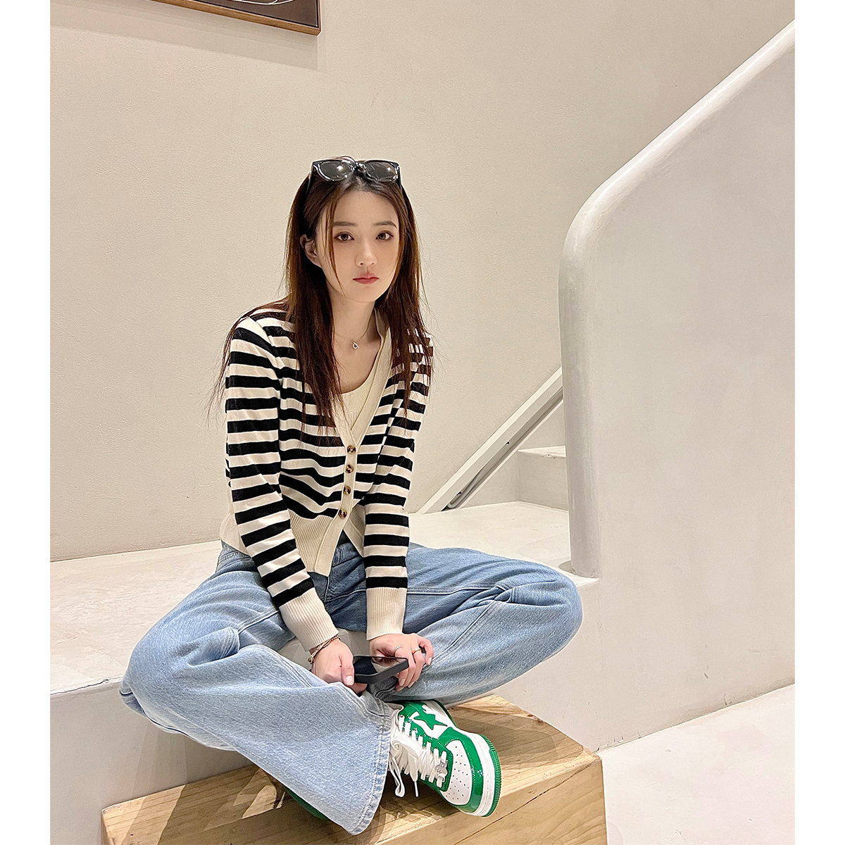 Xu Lu LUFF LOVE (Classic Little Shirt ~) knitted cardiovert new early spring long sleeve blouses woman