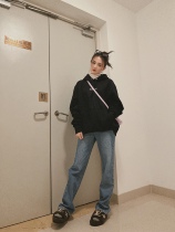 Xu Lu LUFF LOVE 100 lap divinity pants straight cylinder retro blue microtrailly loose with slim jeans