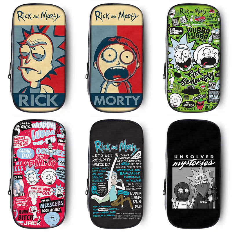 Rick and Morty Co-Branded Pencil Case Rickandmorty Anime Stationery Box Stationery Bag Pencil Case First Grade Elementary School Students Junior High School Students Boys Boys' Pencil Bag Pencil Case Boys