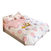 Light luxury girly heart small fresh embroidered bed sheets simple and cute childrens floral internet celebrity four-piece set princess style