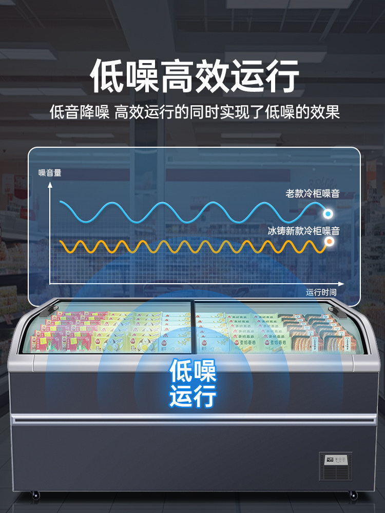 Ice Caster Island Cabinet Horizontal Refrigerator Commercial Refrigerated Fresh-Keeping Large-Capacity Freezer Display Cabinet Freezer Ice Cream Ice Cream Cabinet