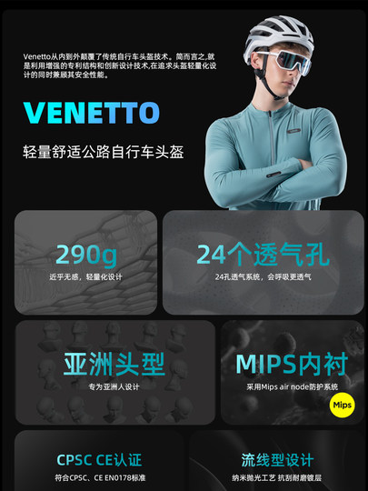 Lem Venetto Bicycle Helmet for Men and Women, Mips Road Bike Riding Helmet, Outdoor Wind-Breaking Aerodynamic Equipment