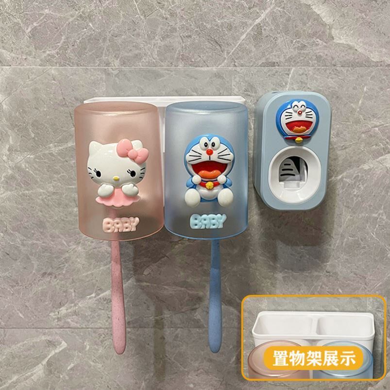 Mouthwash cup light luxury high-end glass toothbrush cup home family of four with handle family set large-capacity advanced