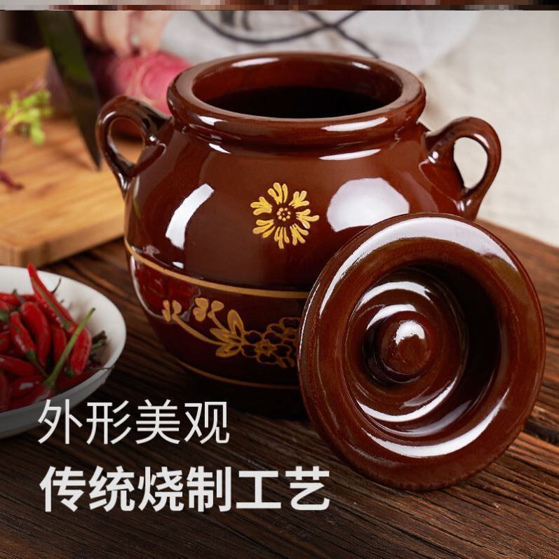 Old-fashioned oil and salt jar with lard pot ceramic oil tank large-capacity kitchen household high temperature resistant chili oil
