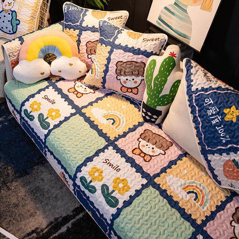 (Xinjiang) cotton sofa cushion four seasons universal universal non-slip Nordic sofa cover cute simple