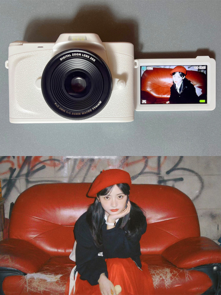 Digital Camera, High-Definition, Entry-Level for Students, Retro Ccd Mirrorless Camera for Girls, Suitable for Travel, Can Be Used for Selfies, Gift