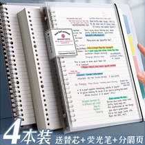 B5 loose-leaf This detachable A4 notebook super thick grid This Cornell can be detached with a core loose-leaf paper clasp