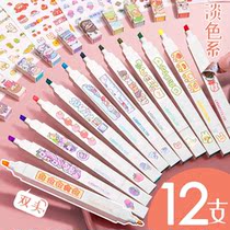 Fluorescent Pen Macaron Morandi Light Color Series Notes Pen Silver Light Marker Pen Multicolored Ying Light Soft Head Color Pen Done