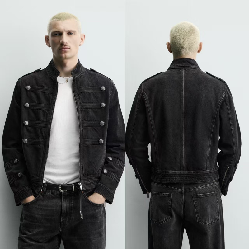2026 Autumn New Men's Napoleon Retro Style Stand Collar Jacket with Knot Button Decoration Slim Fit Coat 6688420