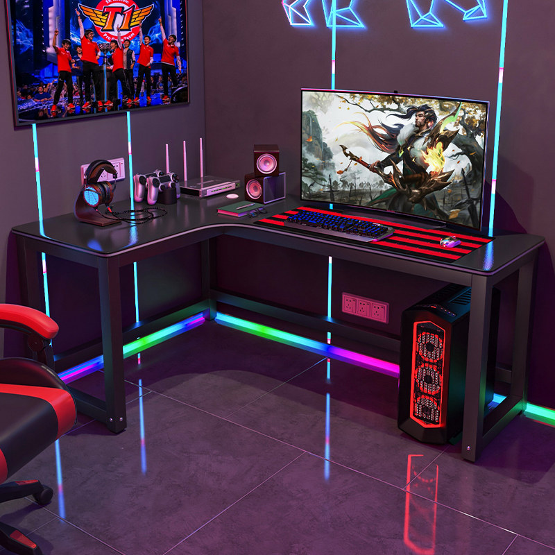 Corner Electric Racing Desk Single Computer Desk Desktop Black Student Desk Desk Desk Gaming Table Combined Clothing