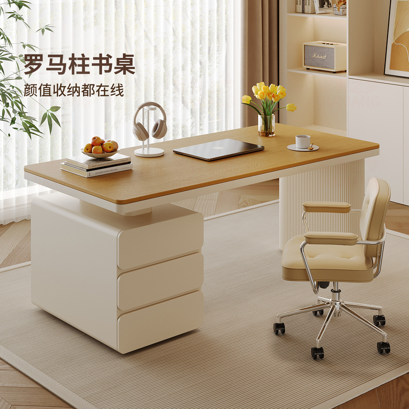French-Style Cream Desk, Home Workstation, Light Luxury, High-End Feel, Office Desk, Desktop Computer Desk, 2026 New Model