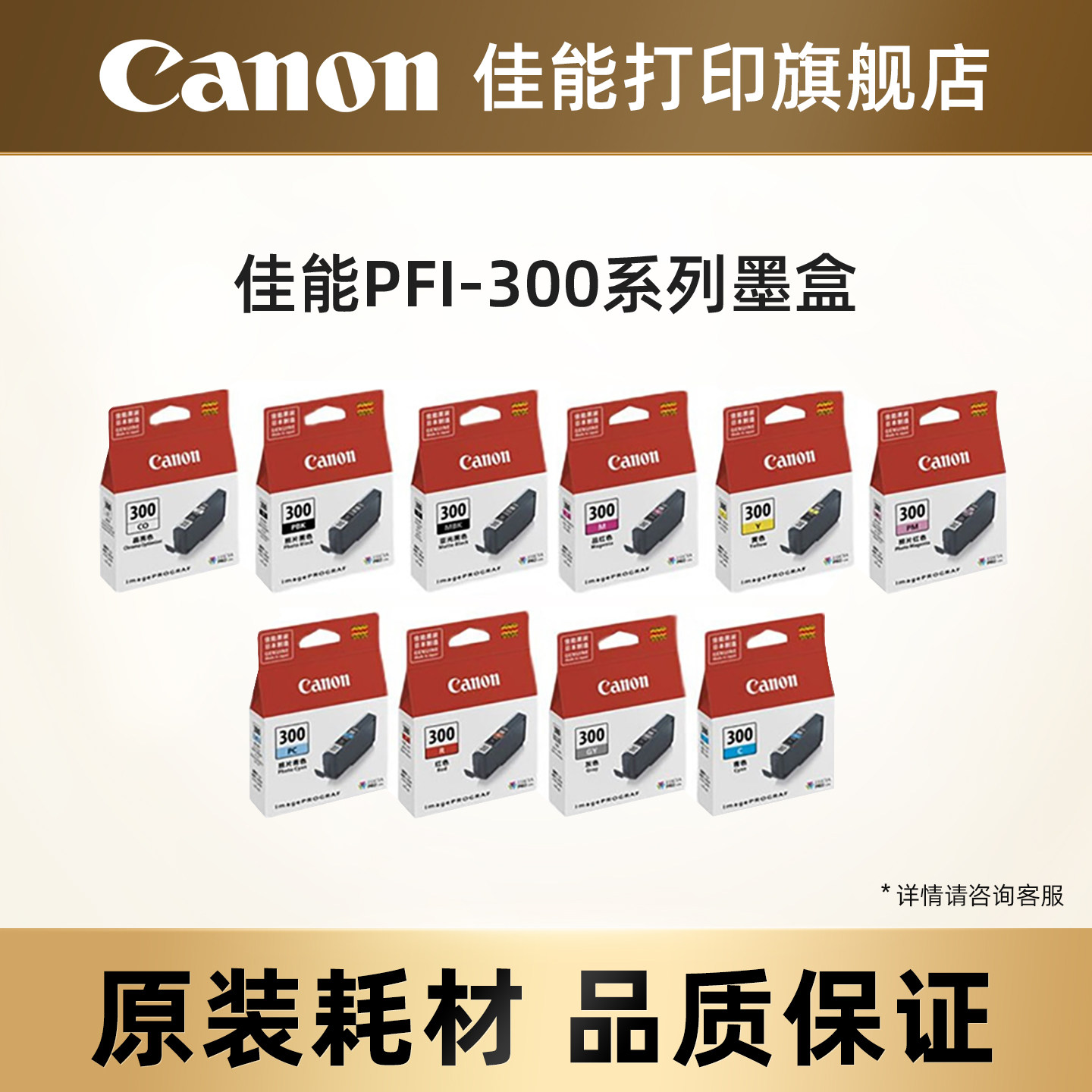 佳能打印旗舰店PFI-300系列打印机原装墨盒 (适用于PRO-300)