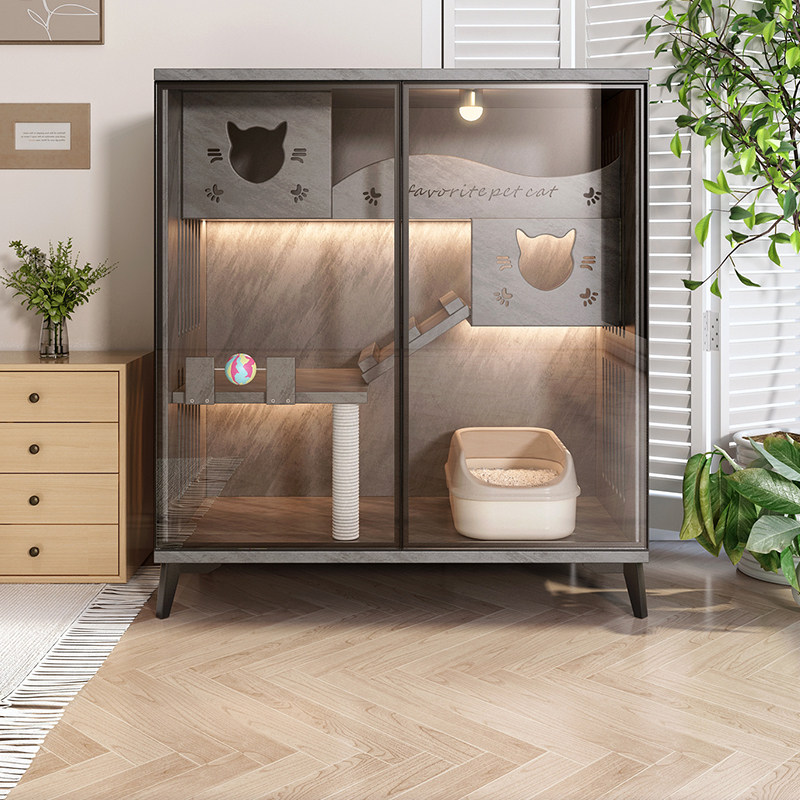 Solid wood cat cage home cat house indoor cat cabinet oversized free space cat house cat litter cat house cat villa