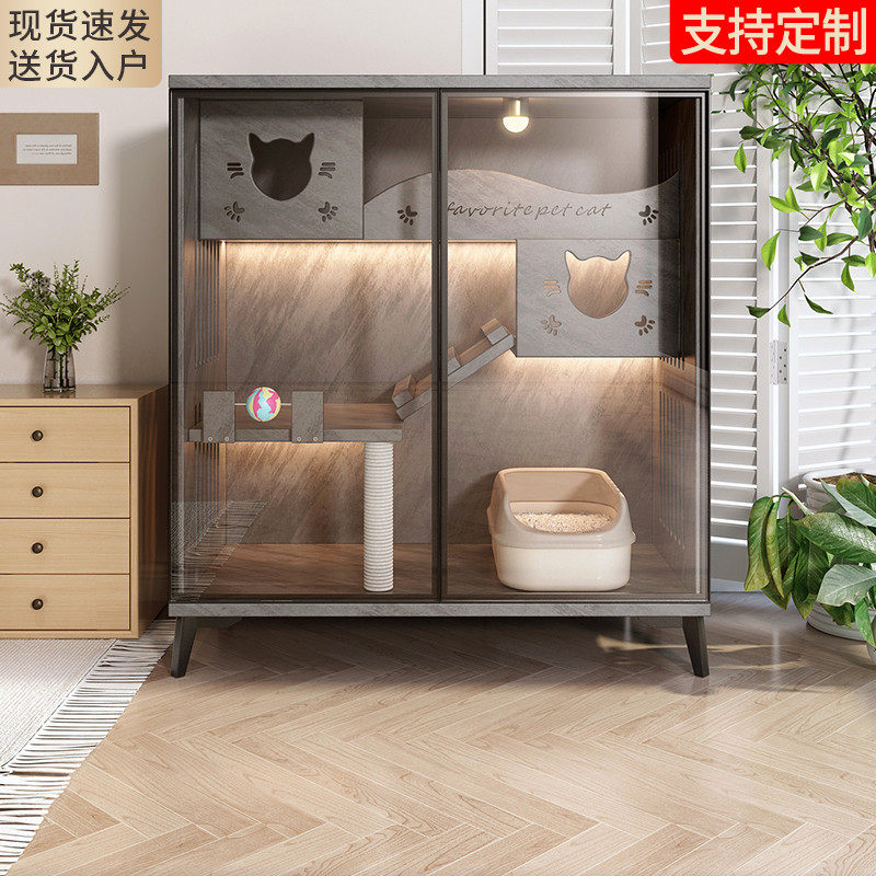 Cat villa home indoor large free space cat litter cat house cat cabinet breeding cat house cat room solid wood cat cage