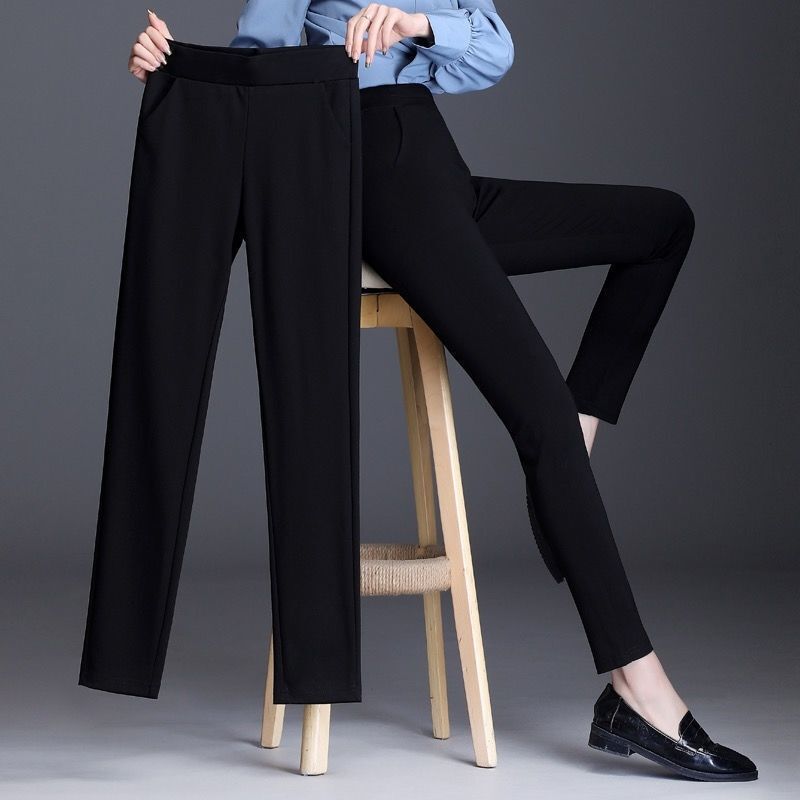 Black Casual Pants 2025 Summer New Slim-Fit High-Waisted Women's Pants Loose Straight-Leg Versatile Leggings