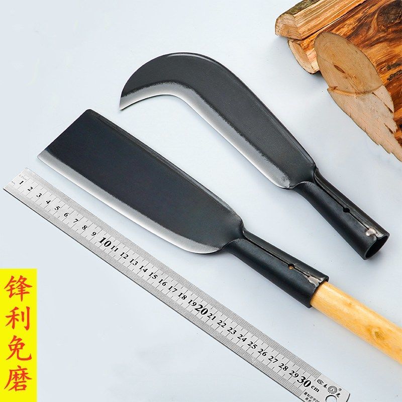 Manganese Steel Machete Knife Outdoor Open Mountain Tool Axe Cut Grass Knife Agricultural Broken Bamboo Wood Cutting Tree Sickle Full Steel