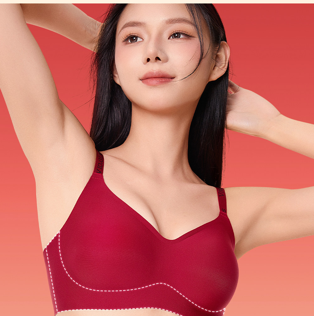 【中国直邮】  草本初色 女式本命年红内衣袜套装 反重力提拉小胸聚拢无钢圈收副乳文胸 *1盒 XL 【建议115-135斤/80AB】