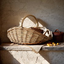 Wicker storage basket rattan fruit basket portable basket vegetable blue picnic basket storage basket flower basket shopping basket