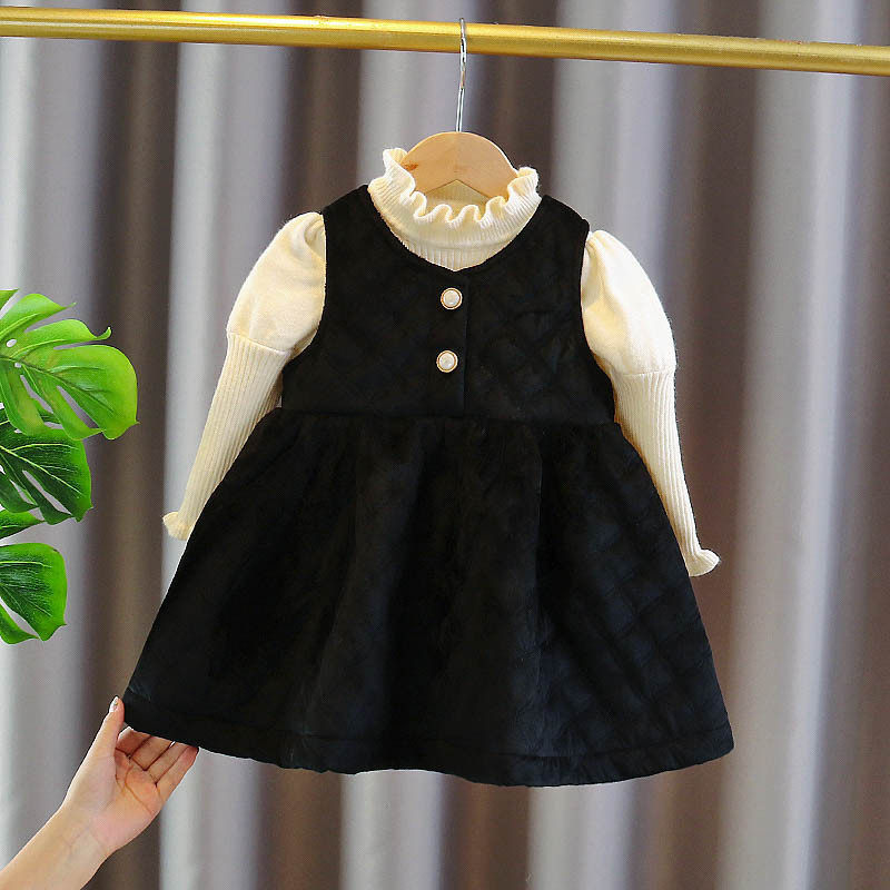 Girl Girl Winter Gas Dress Oceangas Princess New Han Edition Children's Pure Color Thickness Vest Dress