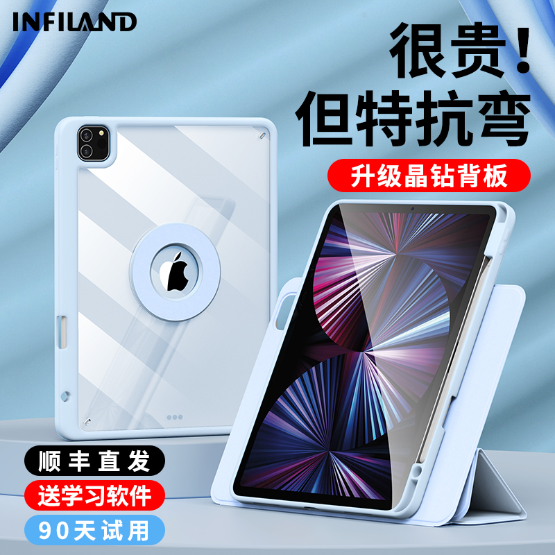 INFILAND 2022 new ipadpro protective sleeve split rotating air5 magnetic protective case suitable for Apple 11 inch acrylic 4 transparent with pen slot 2021 anti