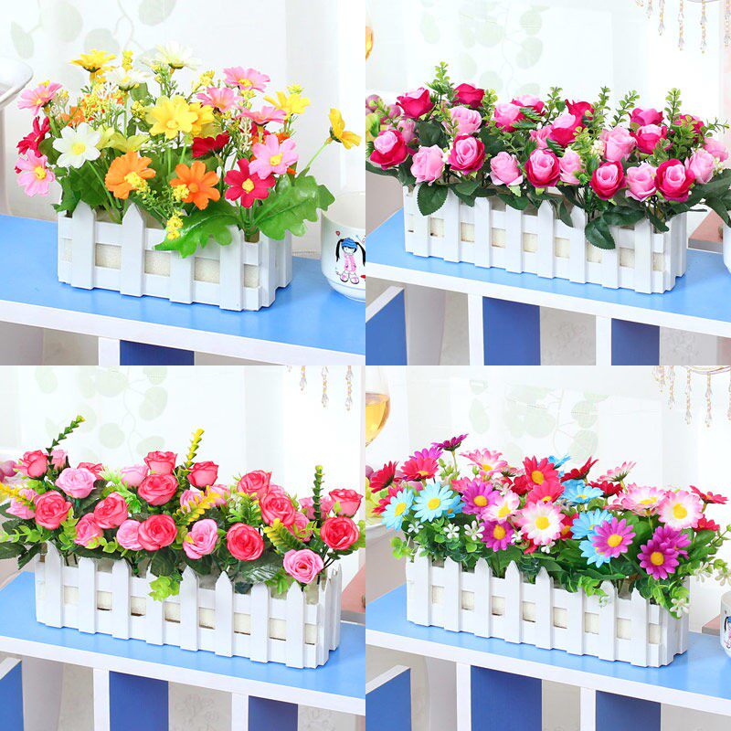 Fence Fake Flowers Potted Flower Potted Flower Pots Emulation Flower Suit Living-room Furnishing Interior Decoration Pendulum plastic floral