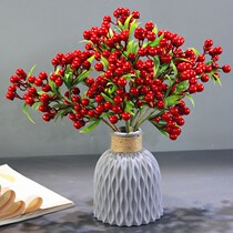 Emulated flower auspicious fruit lucky haircut red fruit living-room table flowerpots planted TV cabinet Xuanguan Fake Flower Decoration Pendulum